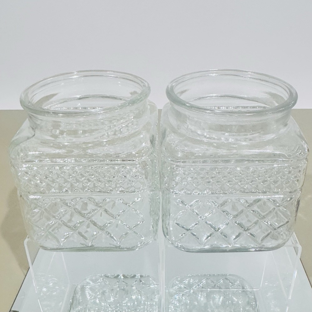 (2) Vintage Anchor Hocking Wexford Pattern Clear Glass Canister Jar - No Lids - Picture 2 of 6